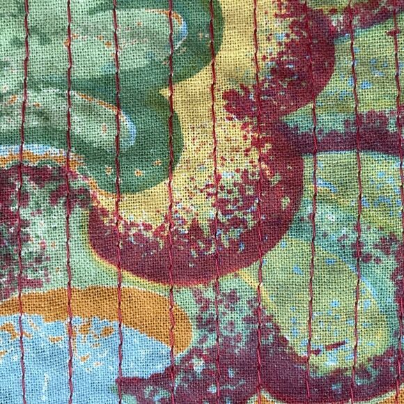 Handprint Long Sleeve Open Front Jacket Women’s M/L Orange Green Floral Cotton - Picture 16 of 16